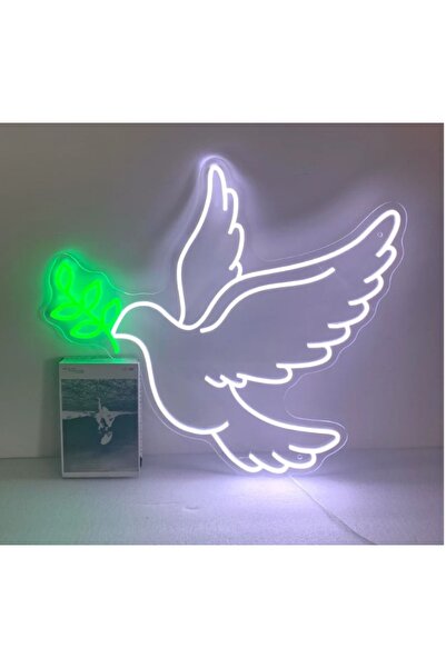 Slasa Flying Dove Neon Sign 45x47 cm White LED Light with 6 mm Acrylic Base D...