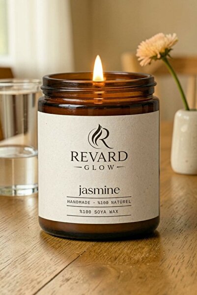 Revard Glow Yasemin Kokulu Mum - %100 Doğal El Yapımı Soya Mumu - 100 cc Cam Kavanoz