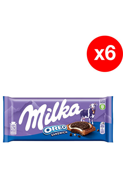 Milka Ορέο Σάντουιτς Σοκολάτα 92γρ x6 Σοκολάτα Γάλακτος με Γέμιση Μπισκότου Ορέο