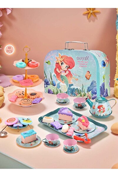 LOOPITYS 48 piece tea party set, fun afternoon tea pretend toys with teapot, ...