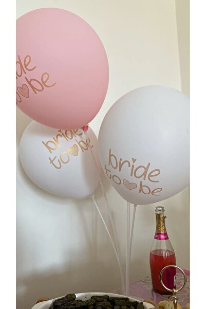 Parti Zamanı Bride To Be Yazılı 10 Adet Balon Kırık Beyaz Pudra Pembe Renkli ...