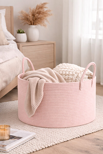 MaVaux Καλάθι κουβέρτας από γιούτα με ειδική βαμβακερή λαβή Clover Καλάθι παι...