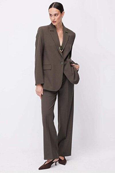 PAULMARK Γυναικείο υφασμάτινο παντελόνι με φαρδύ πόδι