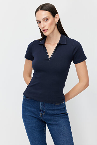 PAULMARK Γυναικεία μινιμαλιστική μπλούζα με λαιμόκοψη πόλο