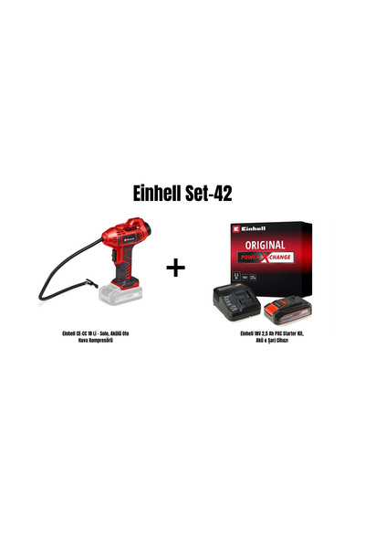 Einhell Set-42 (Einhell CE-CC 18 Li - Solo, Akülü Oto Hava Kompresörü+18V 2,5...