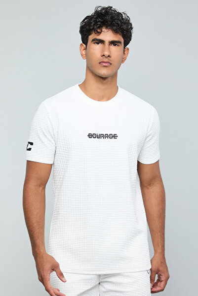 R&B Textured T-Shirt with Crew Neck and Short Sleeves