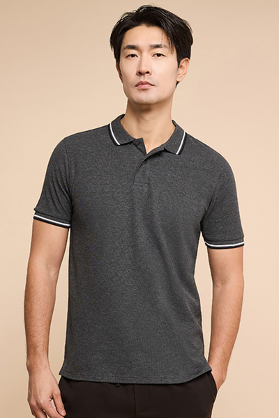 R&B Contrast Trim Polo T-Shirt with Shirt Sleeves