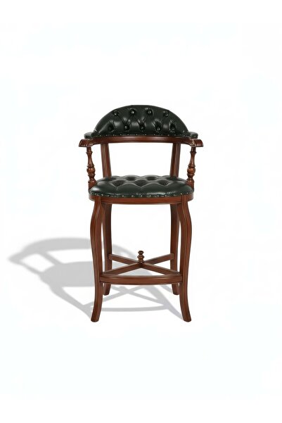 Gazzini Furniture Majesta Kapitoneli Classic Ahşap Bar Sandalyesi