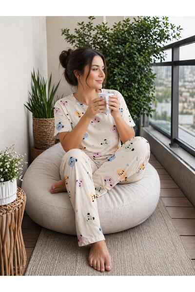 MEBA Γυναικεία κοντομάνικη φόρμα Milan άνετη υφασμάτινη καλοκαιρινή πιτζάμα μ...