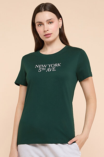 R&B Typography Print T-Shirt with Crew Neck and Short Sleeves