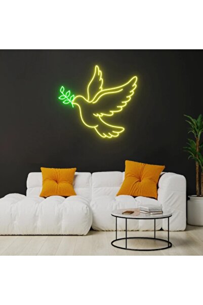 Slasa Flying Dove Neon Sign 45x47 cm Yellow LED Light with 6 mm Acrylic Base ...