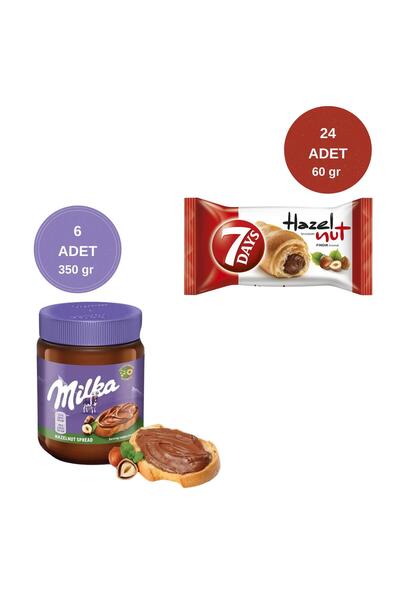7DAYS 7 Days Kakaolu Fındık Kremalı Kruvasan 60gr 24 Adet + Milka Sürülebilir...