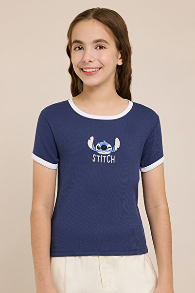R&B Stitch T-Shirt with Crew Neck and Short Sleeves