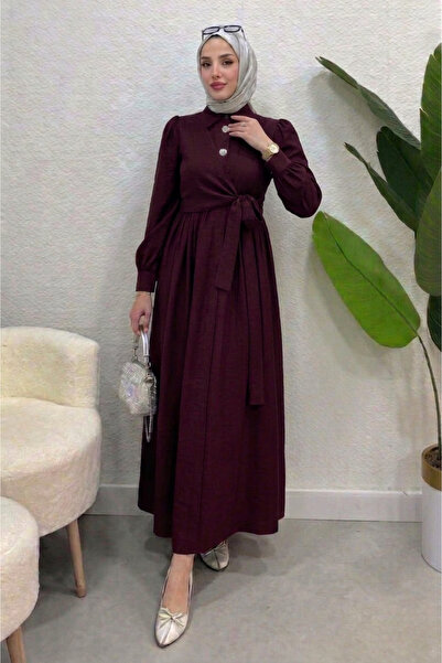 Tesettür Diyarı Λιτό φόρεμα - Κόκκινο - Ασύμμετρη