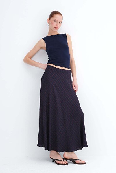 Addax Μακριά φούστα με καρό σχέδιο E18102