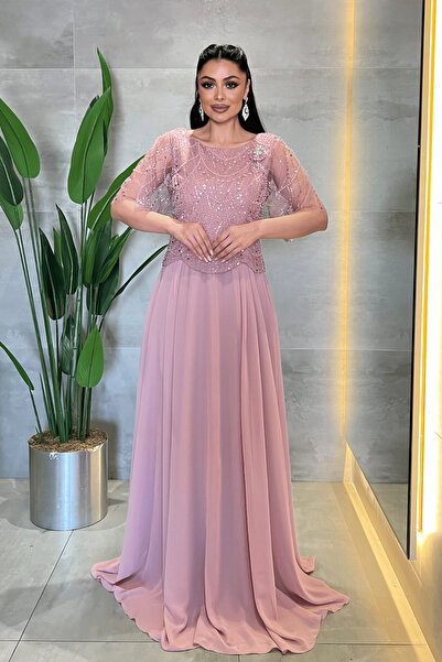 giyimmasalı Βραδινό φόρεμα plus size - Ροζ - Μπαλκονέτα