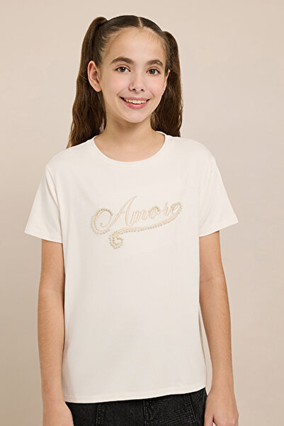 R&B Embroidered T-Shirt with Crew Neck and Short Sleeves