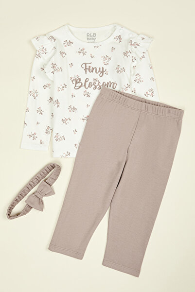 R&B Printed T-Shirt and Leggings Set with Headband