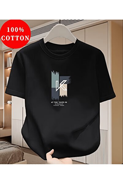yiou trendy clothing قميص رجالي 100% قطن، قميص كاجوال برقبة مستديرة وأكمام قص...