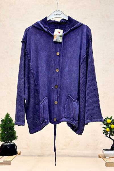 sahnemoda Organic Knitwear Cardigan with Mesh Hood and Sleeves, Machine Washable