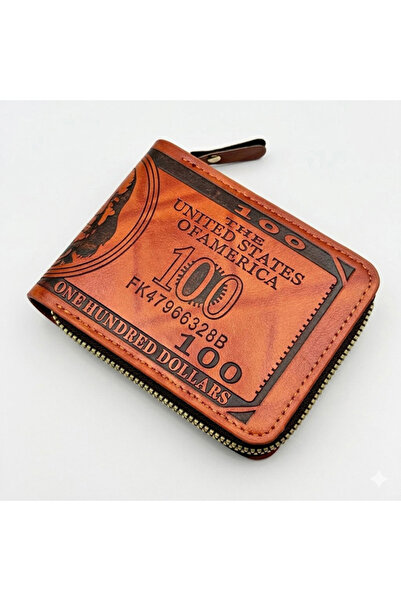 OEM Ανδρικό πορτοφόλι, οικολογικό δέρμα, 6 θήκες, σχέδιο 100 δολαρίων ΗΠΑ, κλ...