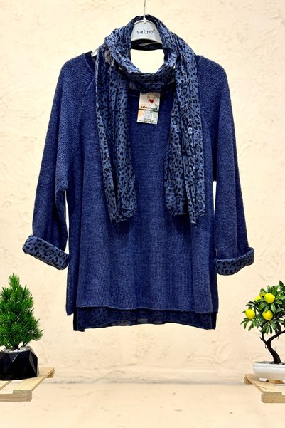 sahnemoda Leopard Shawl Double Mohair Imported Blouse
