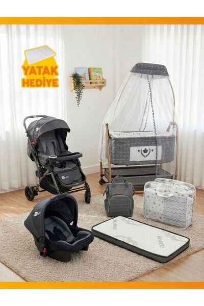 modabebekler 13 Parça Anne Bebek Seti Bebek Arabası Puset Mama Tablası Cibinl...