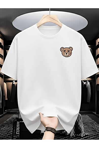 yiou trendy clothing تي شيرت أساسي للجنسين بتصميم الدب ذو الرقبة المستديرة مص...