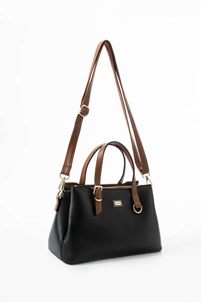 Sanmorris Γυναικεία τσάντα χειρός και ώμου από συνθετικό δέρμα με χρυσή αγκράφα