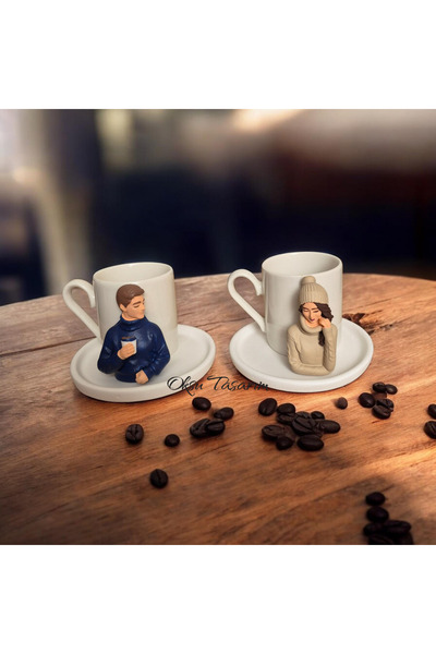 oksukokulutaş Girl Boy Turkish Coffee Cup