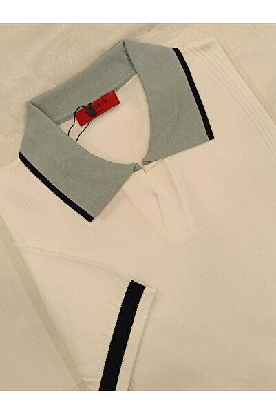 Sarar Πλεκτό μπλουζάκι με λαιμόκοψη πόλο από ύφασμα με υφή συνεντεύξεων