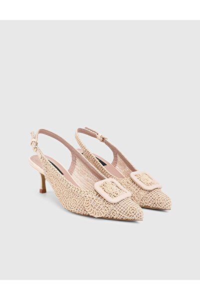 İLVİ Γυναικεία πέδιλα με τακούνι από γνήσιο ύφασμα και δέρμα Felyn