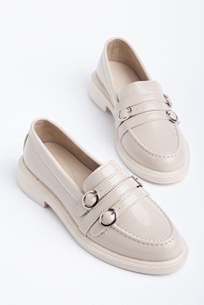 Hayalimdeki Ayakkabı Γυναικεία Μπεζ λουστρίνια παπούτσια Loafer με 3 αγκράφες