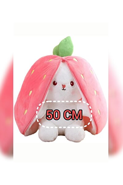 Takara Tomy fermuarlı çilek tavşan peluş oyuncak 40-50cm tüylü tavşan hediyel...
