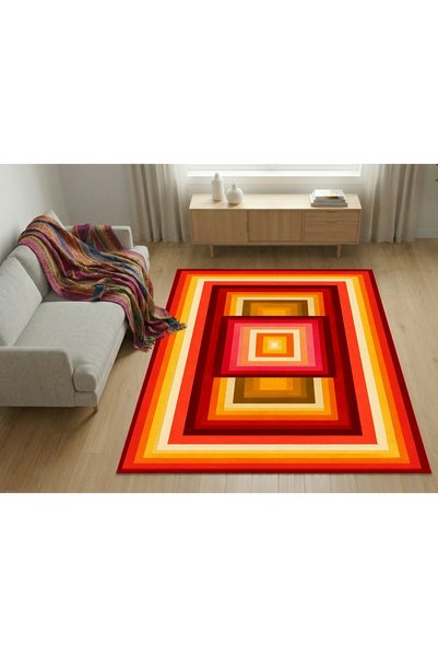 Rugs Modern Halı Sdt Vintage Inspired Retro Square Patterned Woven Base Decor...