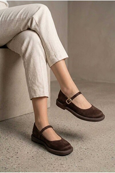 HİGHRUN Γυναικεία παπούτσια μοκασίνι με στρογγυλή μύτη και λεπτομέρεια λουριού