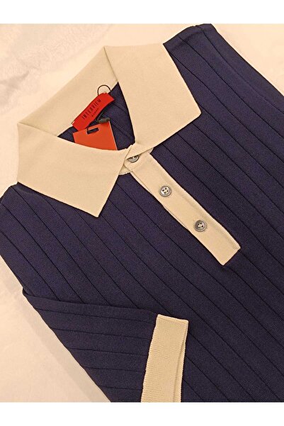 Sarar Πλεκτό μπλουζάκι με λαιμόκοψη πόλο από ύφασμα με υφή συνεντεύξεων