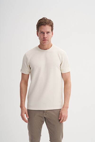 Cazador Slim Fit Ανδρικό Premium Sports Basic Λεπτό T-shirt 42020 Μπεζ