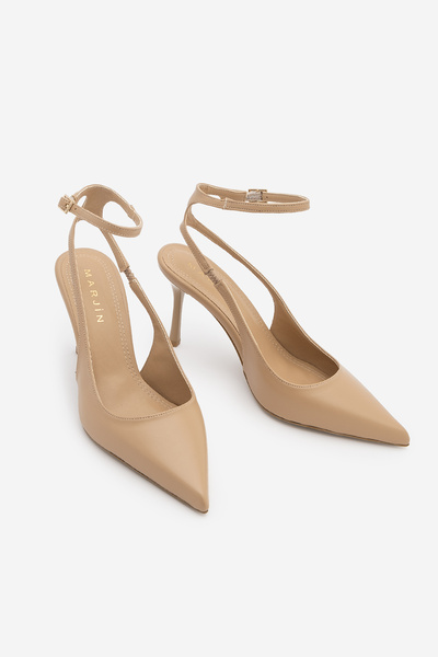 Marjin Γυναικεία παπούτσια στιλέτο με μυτερή μύτη, ανοιχτή πλάτη, κλασικό τακ...