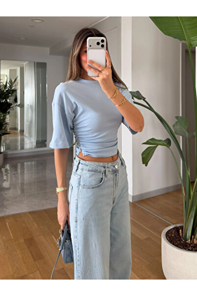 My Blog Μπλουζάκι με μανίκια νυχτερίδας σε μπλε βρεφικό χρώμα - 261003