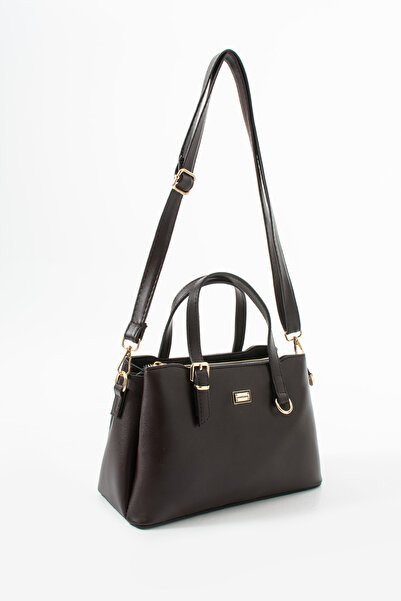 Sanmorris Γυναικεία τσάντα χειρός και ώμου από συνθετικό δέρμα με χρυσή αγκράφα