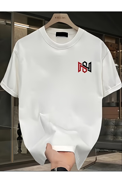 yiou trendy clothing تي شيرت رجالي، قطن نقي ثقيل، ماركة عصرية مطبوعة بأكمام ق...
