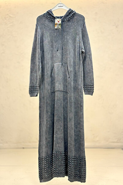 sahnemoda Openwork organic long dress with skirt and hood