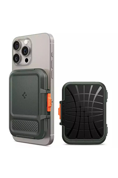 Spigen Πορτοφόλι MagSafe για iPhone με κλείδωμα ασφαλείας, χακί