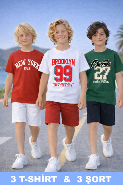 twins tailors Brooklyn 99 Παιδικό σετ με 3 τεμάχια από βαμβακερό χτενισμένο μ...