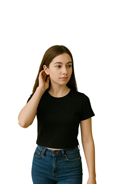 ASORTİ Για κορίτσια 12-16 ετών: Μαύρο κροπ τοπ (στενή γραμμή)