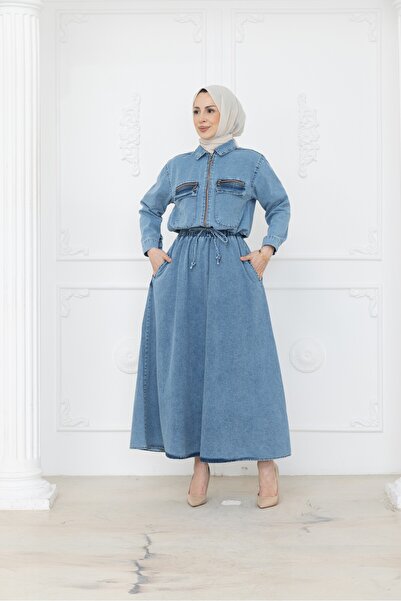 KMKkombin Women's Pocket-Detail Skirt Jacket Sports Denim Suit