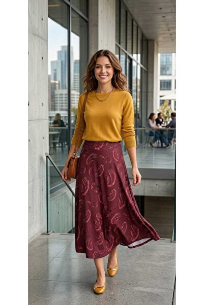 aytenli Bohemian Style Draped Mevlana Cut Patterned Skirt