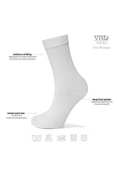 VARDAR SOCKS Kadın Dikişsiz Bambu Kadın Uzun Çorap Kutulu 6 Çift Premium Düz Siyah Beyaz Gri Renk Çorap