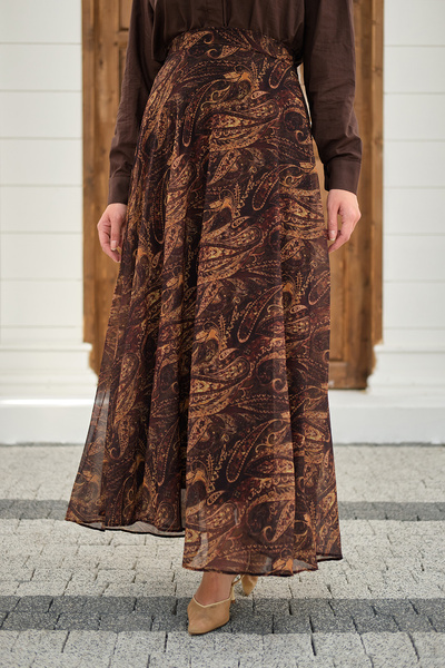 LOCCO Λιτή φούστα - Καφέ - Regular